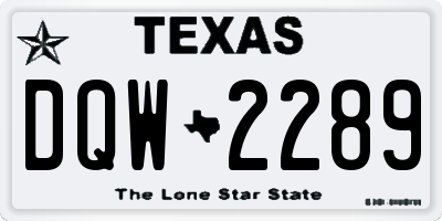 TX license plate DQW2289