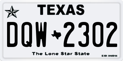 TX license plate DQW2302