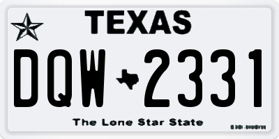 TX license plate DQW2331