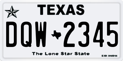 TX license plate DQW2345