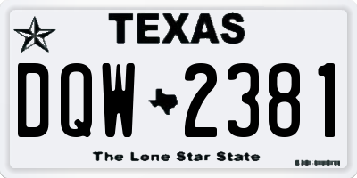 TX license plate DQW2381