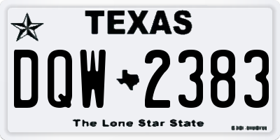 TX license plate DQW2383