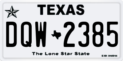 TX license plate DQW2385