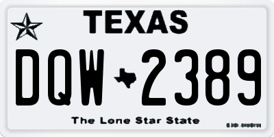 TX license plate DQW2389