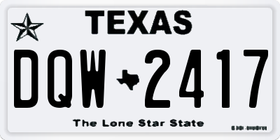 TX license plate DQW2417