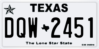 TX license plate DQW2451