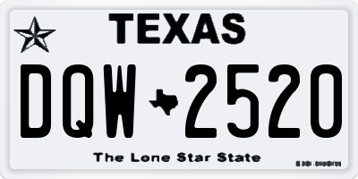 TX license plate DQW2520