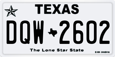 TX license plate DQW2602