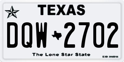 TX license plate DQW2702