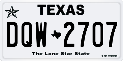 TX license plate DQW2707