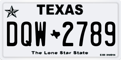 TX license plate DQW2789