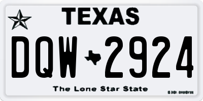 TX license plate DQW2924