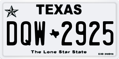 TX license plate DQW2925
