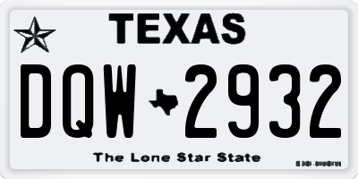 TX license plate DQW2932