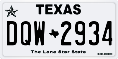 TX license plate DQW2934