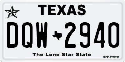 TX license plate DQW2940