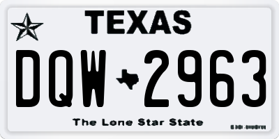 TX license plate DQW2963