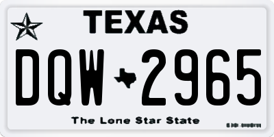 TX license plate DQW2965
