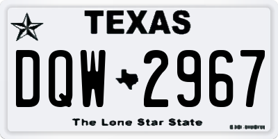 TX license plate DQW2967