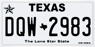 TX license plate DQW2983