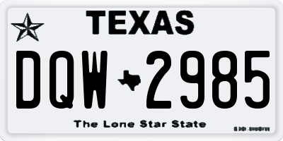 TX license plate DQW2985
