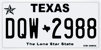 TX license plate DQW2988