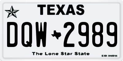TX license plate DQW2989