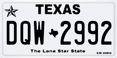TX license plate DQW2992
