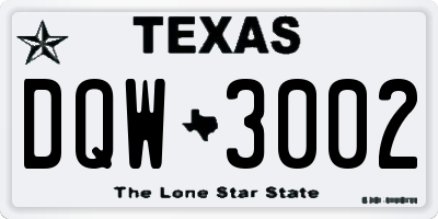 TX license plate DQW3002
