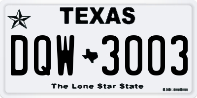 TX license plate DQW3003