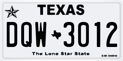 TX license plate DQW3012