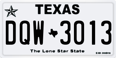TX license plate DQW3013