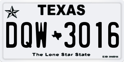 TX license plate DQW3016