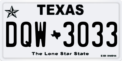 TX license plate DQW3033