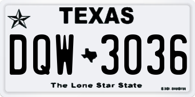 TX license plate DQW3036