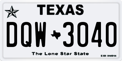 TX license plate DQW3040
