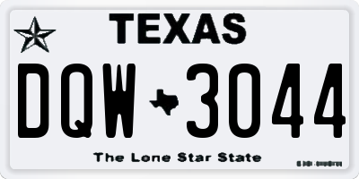 TX license plate DQW3044