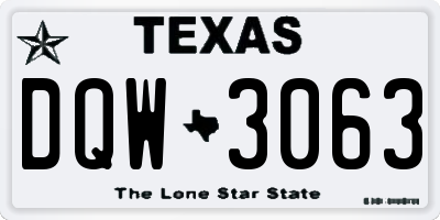 TX license plate DQW3063