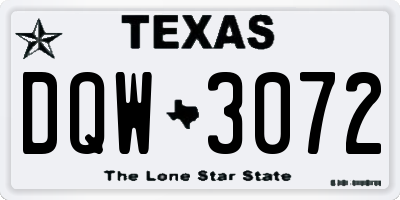 TX license plate DQW3072