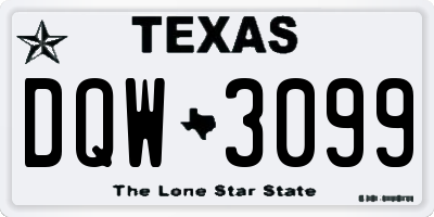 TX license plate DQW3099