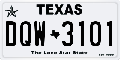 TX license plate DQW3101