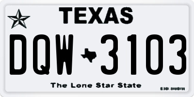 TX license plate DQW3103