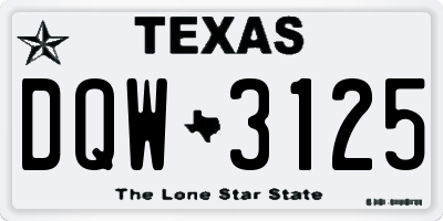 TX license plate DQW3125