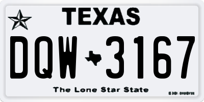 TX license plate DQW3167
