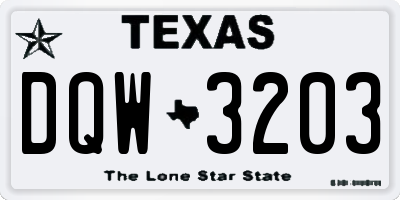 TX license plate DQW3203