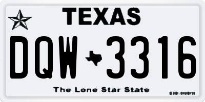 TX license plate DQW3316