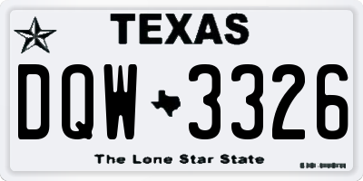 TX license plate DQW3326