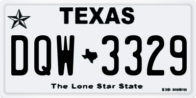 TX license plate DQW3329