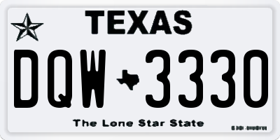 TX license plate DQW3330