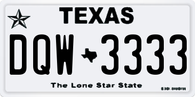 TX license plate DQW3333